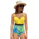 Underwire Split Joint Floral Spaghetti Neck One Piece Swimsuit Underwire Split Joint Floral Spaghetti Neck One Piece Swimsuit
