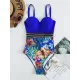 Underwire Split Joint Floral Spaghetti Neck One Piece Swimsuit Underwire Split Joint Floral Spaghetti Neck One Piece Swimsuit