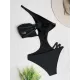 Padded Belly-Hollow One-Shoulder Hollow Solid Color One-Piece Swimwear Padded Belly-Hollow One-Shoulder Hollow Solid Color One-Piece Swimwear
