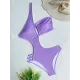 Padded Belly-Hollow One-Shoulder Hollow Solid Color One-Piece Swimwear Padded Belly-Hollow One-Shoulder Hollow Solid Color One-Piece Swimwear