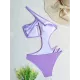 Padded Belly-Hollow One-Shoulder Hollow Solid Color One-Piece Swimwear Padded Belly-Hollow One-Shoulder Hollow Solid Color One-Piece Swimwear