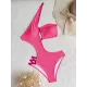 Padded Belly-Hollow One-Shoulder Hollow Solid Color One-Piece Swimwear Padded Belly-Hollow One-Shoulder Hollow Solid Color One-Piece Swimwear