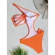 Padded Belly-Hollow One-Shoulder Hollow Solid Color One-Piece Swimwear Padded Belly-Hollow One-Shoulder Hollow Solid Color One-Piece Swimwear