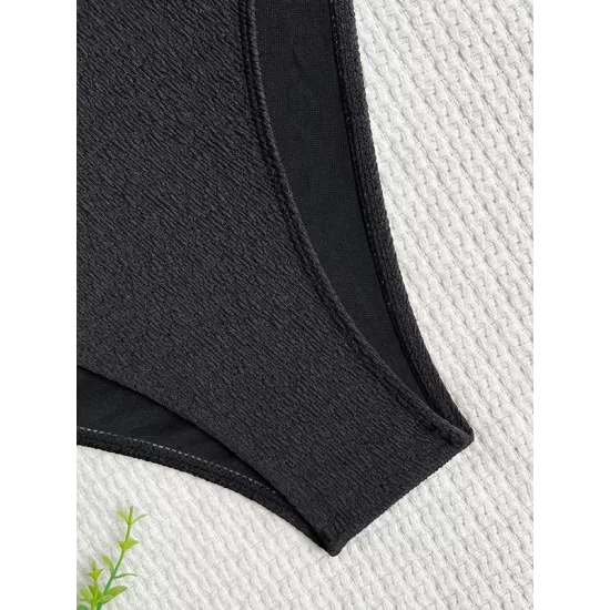 Padded Belly-Hollow One-Shoulder Hollow Solid Color One-Piece Swimwear Padded Belly-Hollow One-Shoulder Hollow Solid Color One-Piece Swimwear