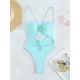 Backless Bandage Belly-Hollow Solid Color Padded Spaghetti-Neck One-Piece Swimwear Backless Bandage Belly-Hollow Solid Color Padded Spaghetti-Neck One-Piece Swimwear