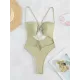 Backless Bandage Belly-Hollow Solid Color Padded Spaghetti-Neck One-Piece Swimwear Backless Bandage Belly-Hollow Solid Color Padded Spaghetti-Neck One-Piece Swimwear