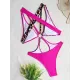 Backless Belly-Hollow Color-Block Leopard Padded Halter-Neck One-Piece Swimwear Backless Belly-Hollow Color-Block Leopard Padded Halter-Neck One-Piece Swimwear