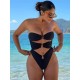 Padded Belly-Hollow Solid Color Tube One-Piece Swimwear Padded Belly-Hollow Solid Color Tube One-Piece Swimwear