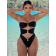 Padded Belly-Hollow Solid Color Tube One-Piece Swimwear Padded Belly-Hollow Solid Color Tube One-Piece Swimwear