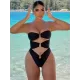 Padded Belly-Hollow Solid Color Tube One-Piece Swimwear Padded Belly-Hollow Solid Color Tube One-Piece Swimwear