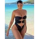 Padded Belly-Hollow Solid Color Tube One-Piece Swimwear Padded Belly-Hollow Solid Color Tube One-Piece Swimwear