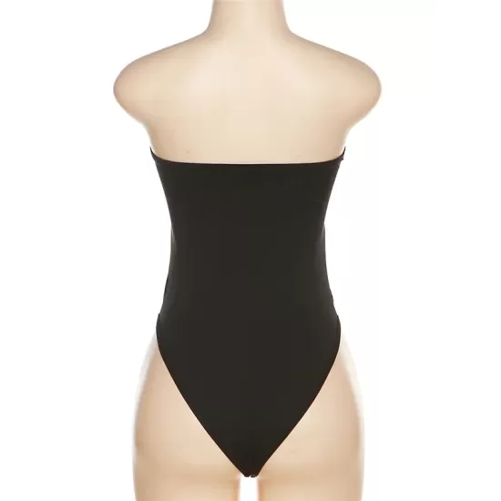 Padded Belly-Hollow Solid Color Tube One-Piece Swimwear Padded Belly-Hollow Solid Color Tube One-Piece Swimwear
