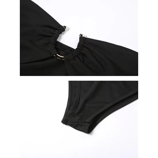 Padded Belly-Hollow Solid Color Tube One-Piece Swimwear Padded Belly-Hollow Solid Color Tube One-Piece Swimwear