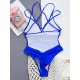 Hollow Padded Solid Color Deep V-Neck One-Piece Swimwear Hollow Padded Solid Color Deep V-Neck One-Piece Swimwear
