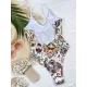 Bandage Floral Printed Hollow Padded Spaghetti-Neck One-Piece Swimwear Bandage Floral Printed Hollow Padded Spaghetti-Neck One-Piece Swimwear