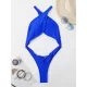 Padded Back Cross Belly-Hollow Solid Color One-Piece Swimwear Padded Back Cross Belly-Hollow Solid Color One-Piece Swimwear