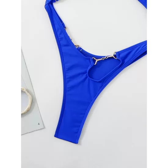 Padded Back Cross Belly-Hollow Solid Color One-Piece Swimwear Padded Back Cross Belly-Hollow Solid Color One-Piece Swimwear
