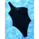 Padded Solid Color Split-Joint One-Shoulder One-Piece Swimwear Padded Solid Color Split-Joint One-Shoulder One-Piece Swimwear