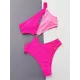 Padded Belly-Hollow Color-Block One-Shoulder One-Piece Swimwear Padded Belly-Hollow Color-Block One-Shoulder One-Piece Swimwear