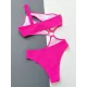 Padded Belly-Hollow Color-Block One-Shoulder One-Piece Swimwear Padded Belly-Hollow Color-Block One-Shoulder One-Piece Swimwear