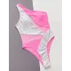 Padded One-Shoulder Color-Block Hollow One-Piece Swimwear Padded One-Shoulder Color-Block Hollow One-Piece Swimwear