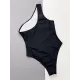 Padded One-Shoulder Color-Block Hollow One-Piece Swimwear Padded One-Shoulder Color-Block Hollow One-Piece Swimwear