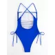 Padded Backless Drawstring Solid Color One-Piece Swimwear Padded Backless Drawstring Solid Color One-Piece Swimwear