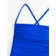 Padded Backless Drawstring Solid Color One-Piece Swimwear Padded Backless Drawstring Solid Color One-Piece Swimwear