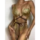 Padded Backless Bandage Hollow Snakeskin One-Piece Swimwear Padded Backless Bandage Hollow Snakeskin One-Piece Swimwear