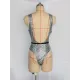Padded Backless Bandage Hollow Snakeskin One-Piece Swimwear Padded Backless Bandage Hollow Snakeskin One-Piece Swimwear