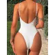 Backless Solid Color Padded U-Neck One-Piece Swimwear Backless Solid Color Padded U-Neck One-Piece Swimwear