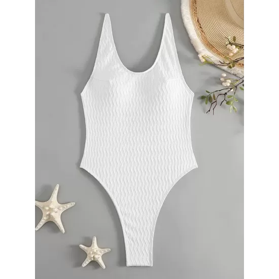 Backless Solid Color Padded U-Neck One-Piece Swimwear Backless Solid Color Padded U-Neck One-Piece Swimwear