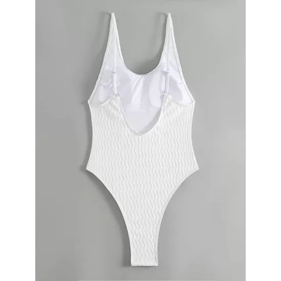 Backless Solid Color Padded U-Neck One-Piece Swimwear Backless Solid Color Padded U-Neck One-Piece Swimwear