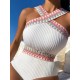 Padded Hollow Striped One-Piece Swimwear Padded Hollow Striped One-Piece Swimwear