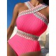 Padded Hollow Striped One-Piece Swimwear Padded Hollow Striped One-Piece Swimwear
