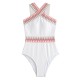 Padded Hollow Striped One-Piece Swimwear Padded Hollow Striped One-Piece Swimwear