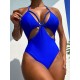 Backless Beads Hollow Solid Color Padded One-Piece Swimwear Backless Beads Hollow Solid Color Padded One-Piece Swimwear