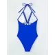 Backless Beads Hollow Solid Color Padded One-Piece Swimwear Backless Beads Hollow Solid Color Padded One-Piece Swimwear