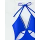 Backless Beads Hollow Solid Color Padded One-Piece Swimwear Backless Beads Hollow Solid Color Padded One-Piece Swimwear