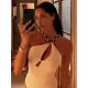 Padded Hollow Solid Color Braided Rope One-Shoulder One-Piece Swimwear Padded Hollow Solid Color Braided Rope One-Shoulder One-Piece Swimwear