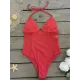 Padded Backless Contrast Color Lace-Up Split-Joint One-Piece Swimwear Padded Backless Contrast Color Lace-Up Split-Joint One-Piece Swimwear