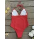 Padded Backless Contrast Color Lace-Up Split-Joint One-Piece Swimwear Padded Backless Contrast Color Lace-Up Split-Joint One-Piece Swimwear