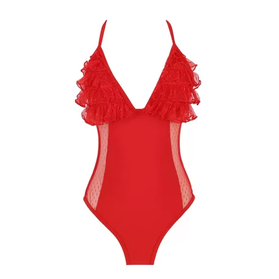 Padded Backless Contrast Color Lace-Up Split-Joint One-Piece Swimwear Padded Backless Contrast Color Lace-Up Split-Joint One-Piece Swimwear