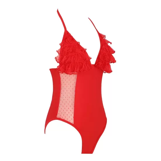Padded Backless Contrast Color Lace-Up Split-Joint One-Piece Swimwear Padded Backless Contrast Color Lace-Up Split-Joint One-Piece Swimwear