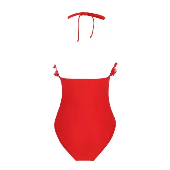Padded Backless Contrast Color Lace-Up Split-Joint One-Piece Swimwear Padded Backless Contrast Color Lace-Up Split-Joint One-Piece Swimwear