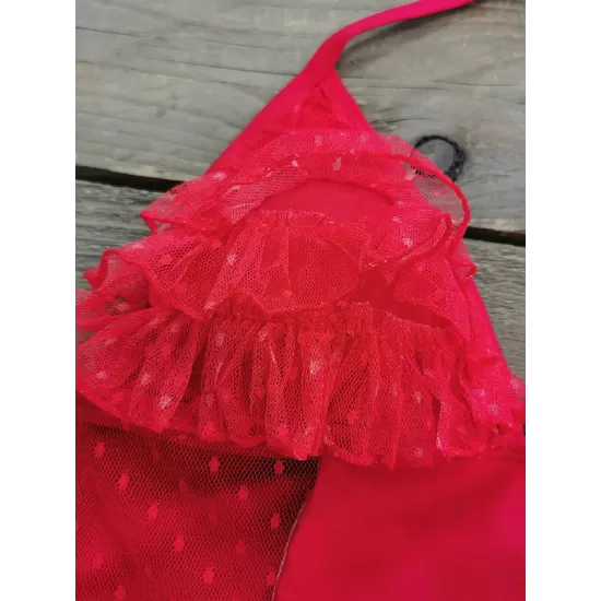 Padded Backless Contrast Color Lace-Up Split-Joint One-Piece Swimwear Padded Backless Contrast Color Lace-Up Split-Joint One-Piece Swimwear