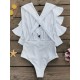 Backless Bandage Falbala Deep V-Neck One-Piece Swimwear Backless Bandage Falbala Deep V-Neck One-Piece Swimwear
