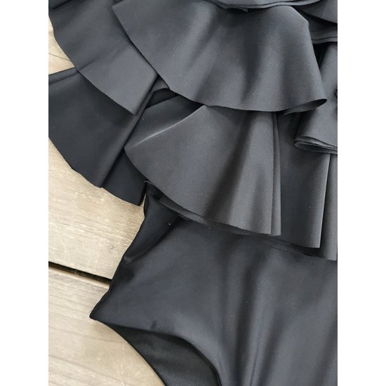Backless Bandage Falbala Deep V-Neck One-Piece Swimwear Backless Bandage Falbala Deep V-Neck One-Piece Swimwear