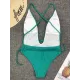Padded Sleeveless Backless Belted Hollow Solid Color Woven Deep V-Neck One-Piece Swimwear Padded Sleeveless Backless Belted Hollow Solid Color Woven Deep V-Neck One-Piece Swimwear