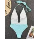 Padded Sleeveless Backless Belted Hollow Solid Color Woven Deep V-Neck One-Piece Swimwear Padded Sleeveless Backless Belted Hollow Solid Color Woven Deep V-Neck One-Piece Swimwear